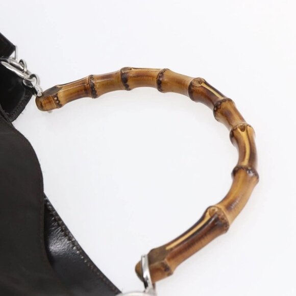 GUCCI Bamboo Hand Bag Nylon 2way Brown Silver 001 2123 1577 Auth 148948 - Picture 9 of 16